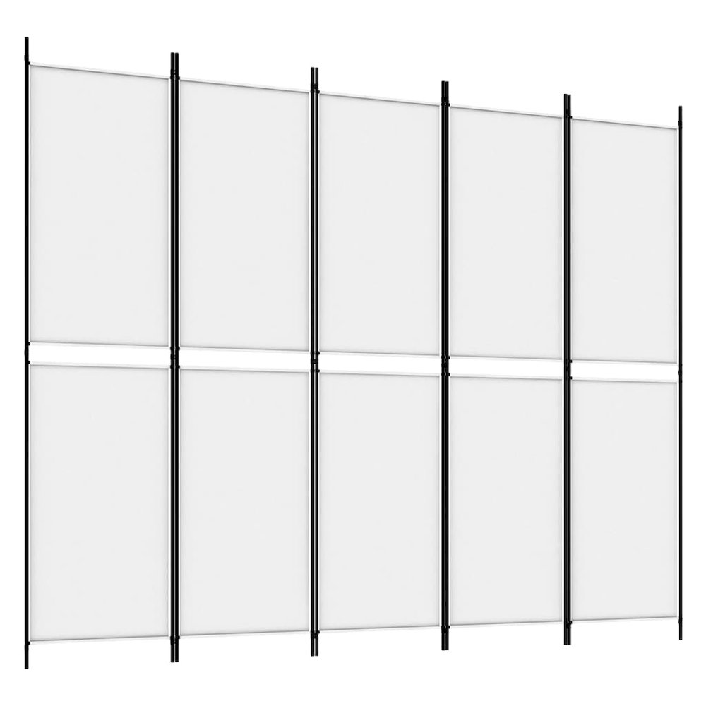 5-Panel Room Divider White 98.4"x78.7" Fabric. Picture 2