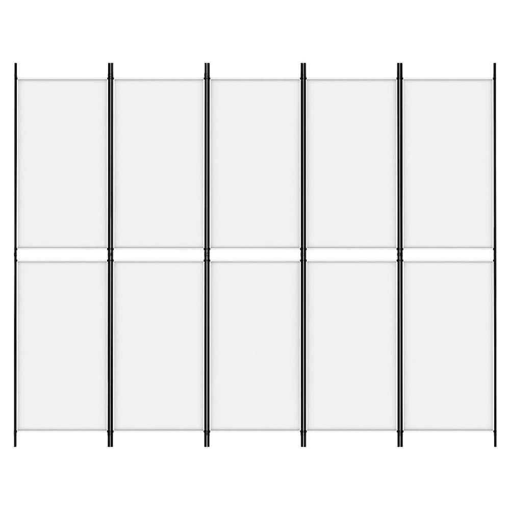 5-Panel Room Divider White 98.4"x78.7" Fabric. Picture 3