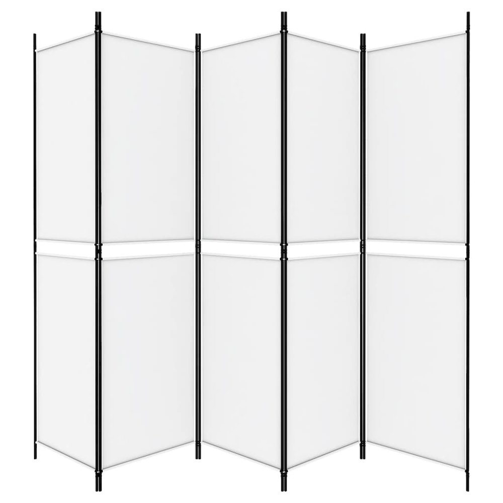 5-Panel Room Divider White 98.4"x78.7" Fabric. Picture 4