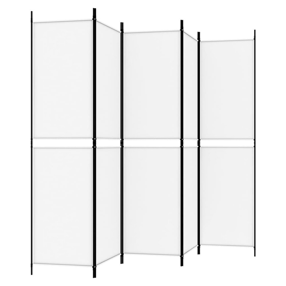 5-Panel Room Divider White 98.4"x78.7" Fabric. Picture 5