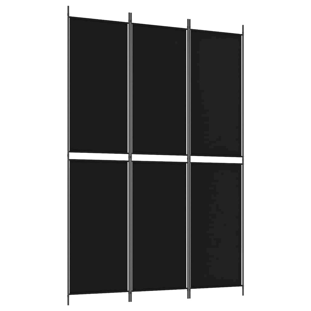 3-Panel Room Divider Black 59.1"x86.6" Fabric. Picture 2