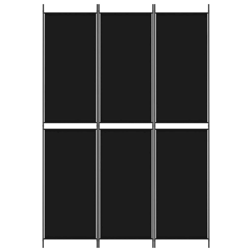 3-Panel Room Divider Black 59.1"x86.6" Fabric. Picture 3