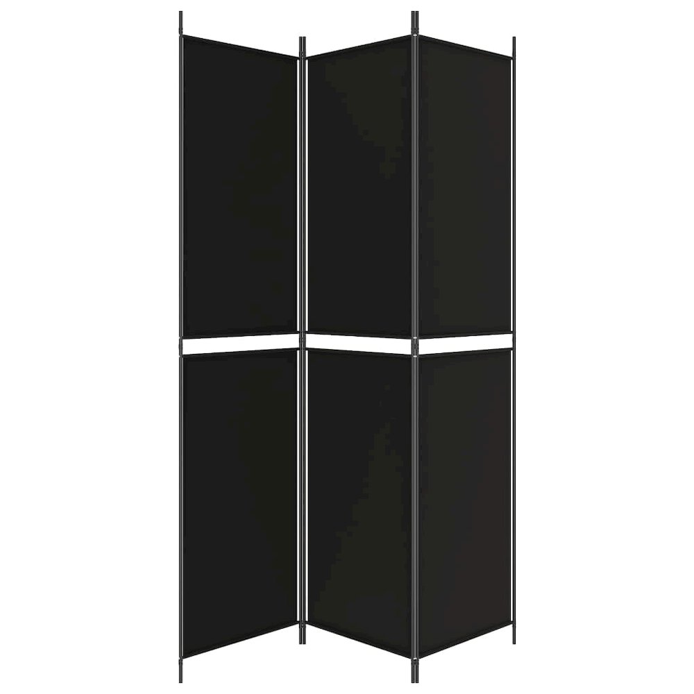3-Panel Room Divider Black 59.1"x86.6" Fabric. Picture 4