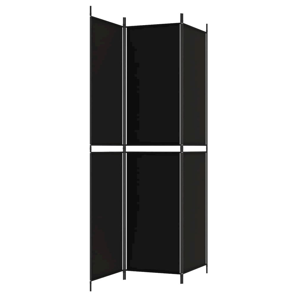 3-Panel Room Divider Black 59.1"x86.6" Fabric. Picture 5