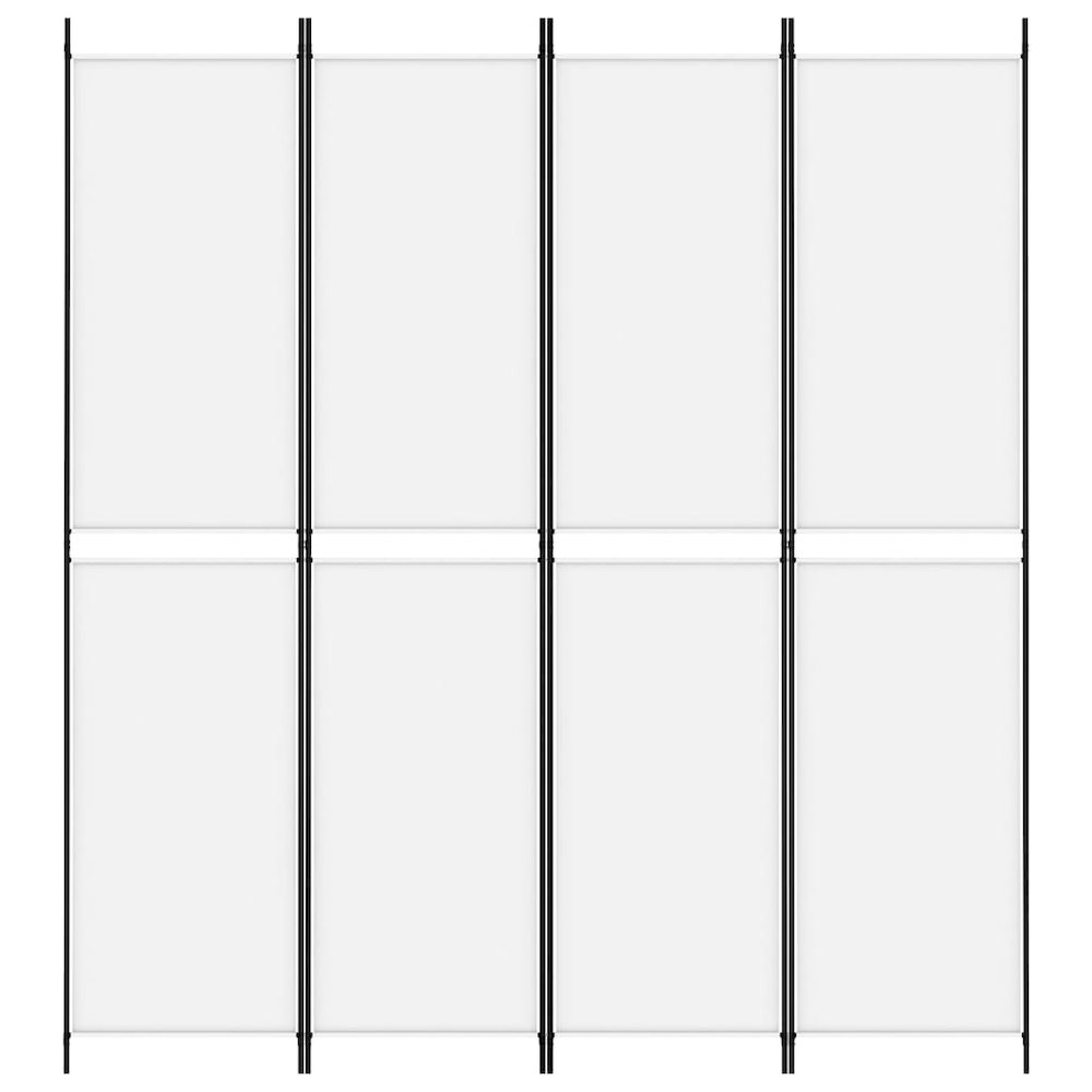 4-Panel Room Divider White 78.7"x86.6" Fabric. Picture 3