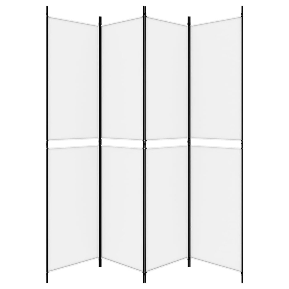 4-Panel Room Divider White 78.7"x86.6" Fabric. Picture 4