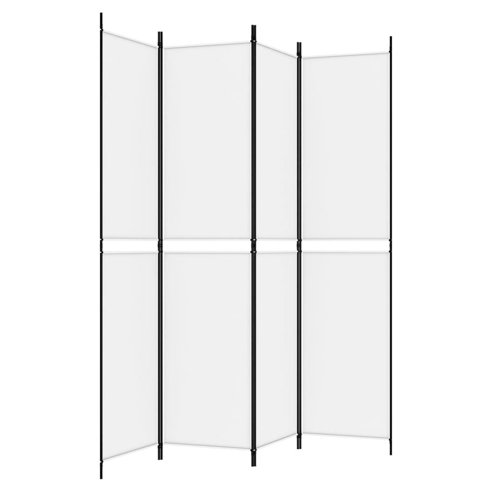 4-Panel Room Divider White 78.7"x86.6" Fabric. Picture 5