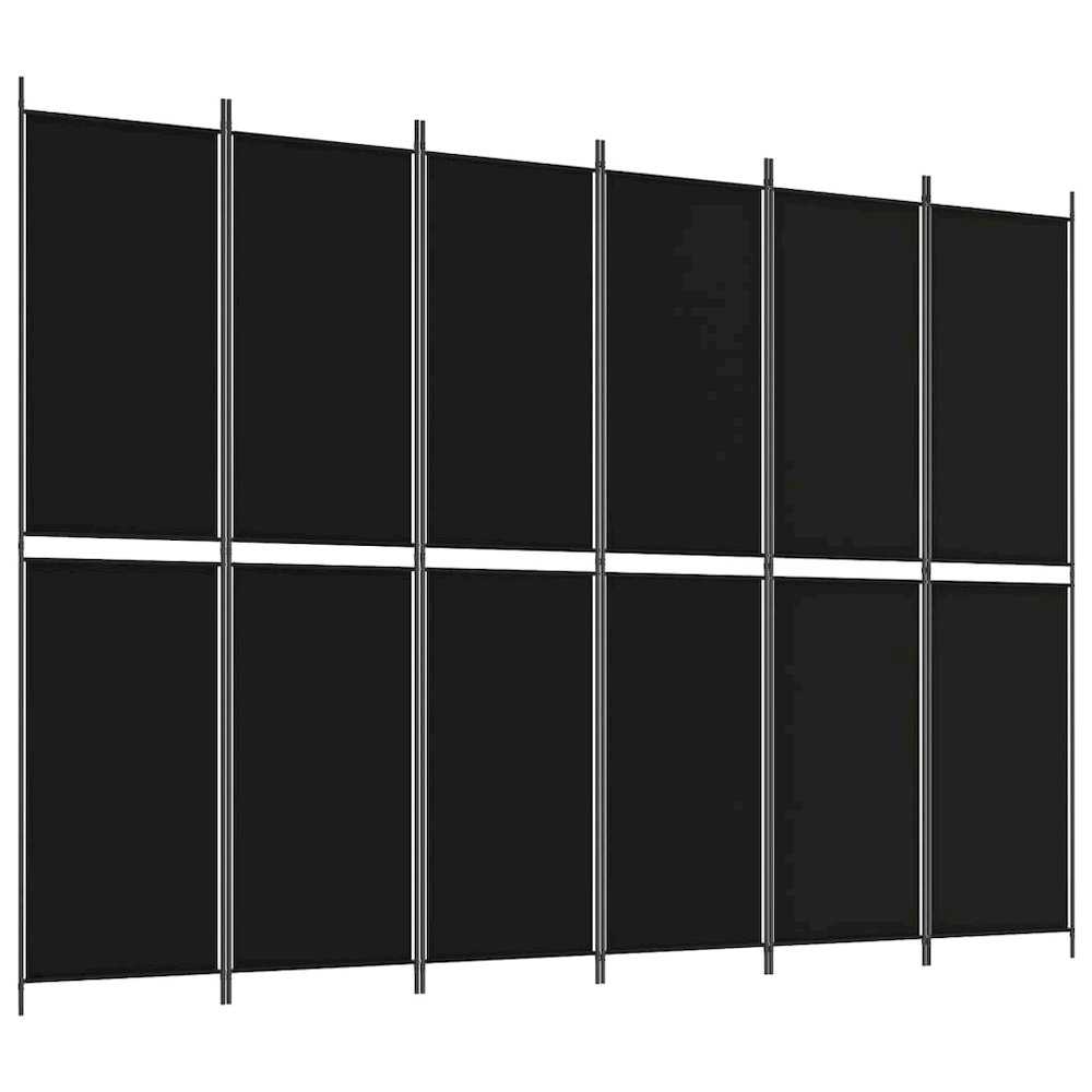 6-Panel Room Divider Black 118.1"x86.6" Fabric. Picture 2