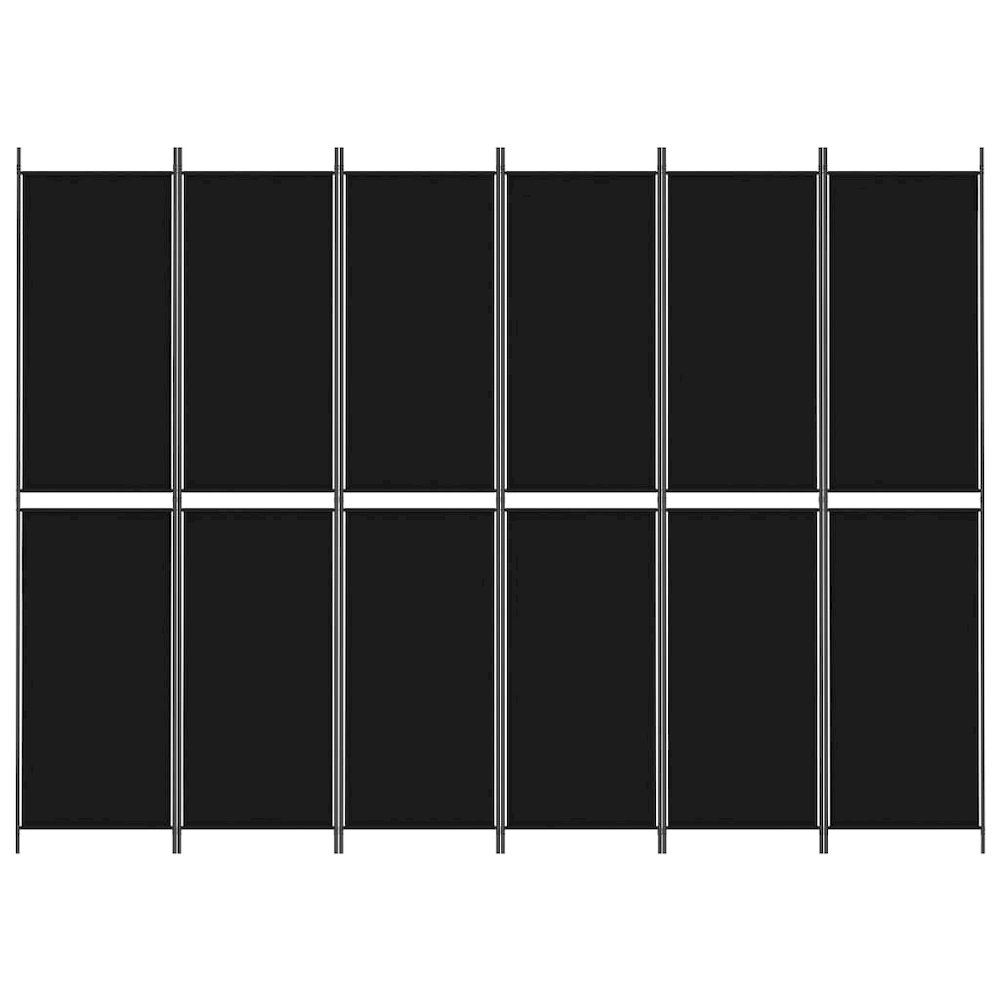 6-Panel Room Divider Black 118.1"x86.6" Fabric. Picture 3