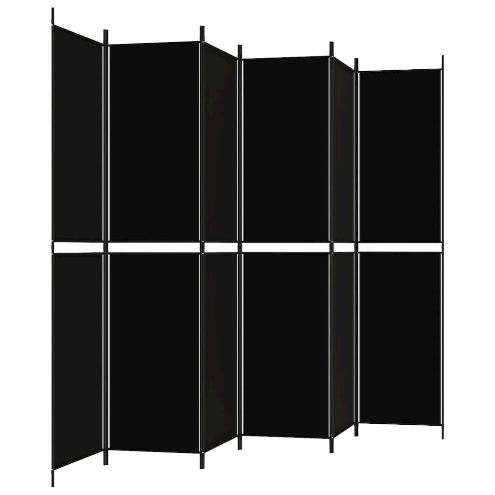 6-Panel Room Divider Black 118.1"x86.6" Fabric. Picture 4