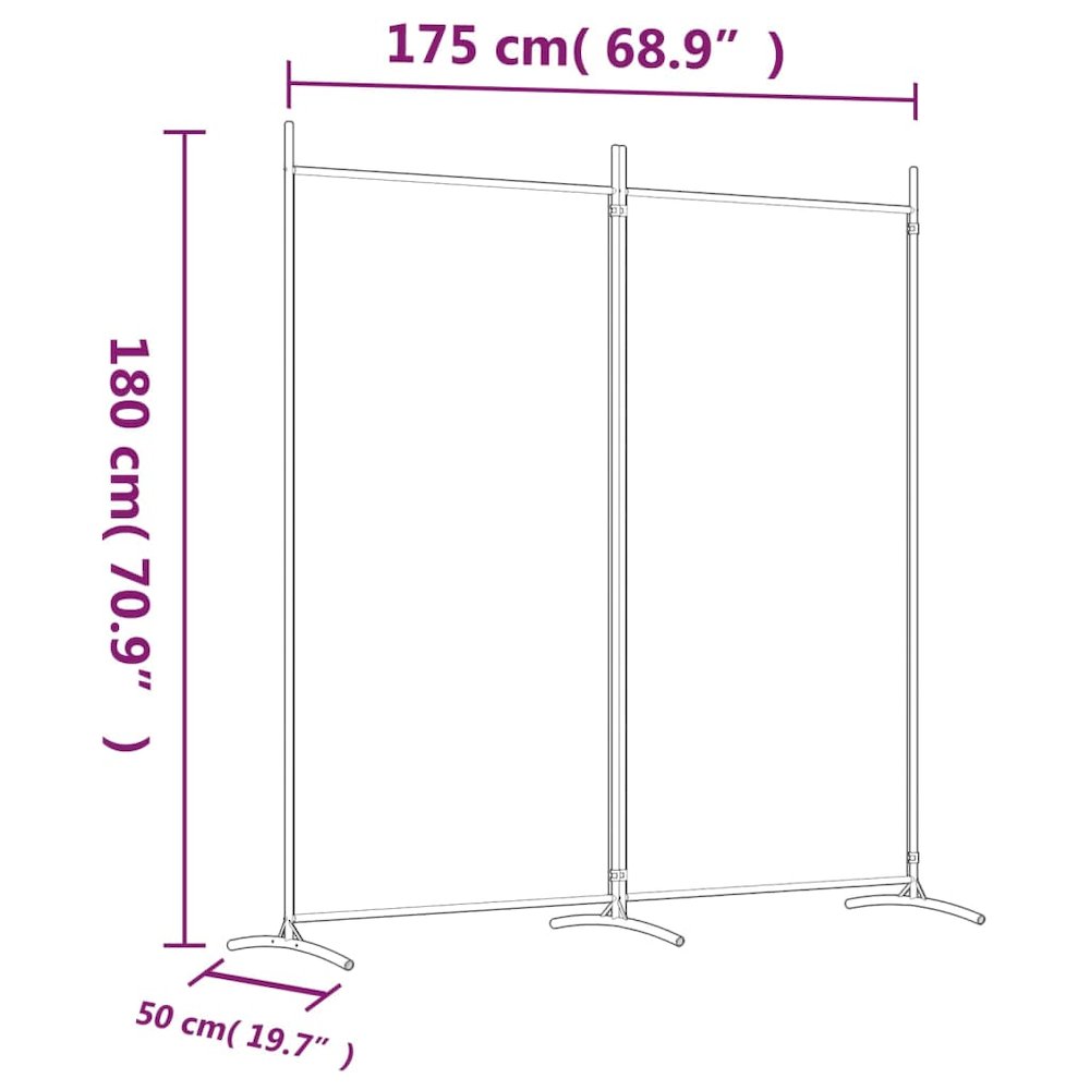 2-Panel Room Divider White 68.9"x70.9" Fabric. Picture 8