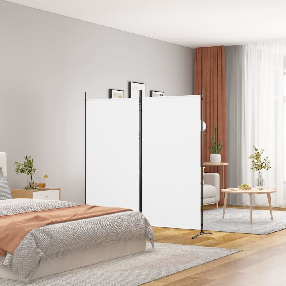2-Panel Room Divider White 68.9"x70.9" Fabric. Picture 1