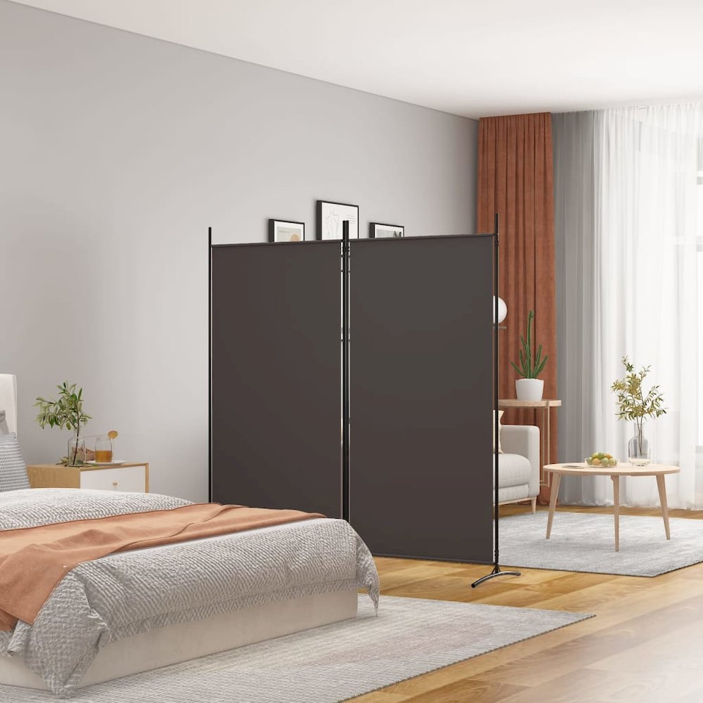 2-Panel Room Divider Brown 68.9"x70.9" Fabric. Picture 1