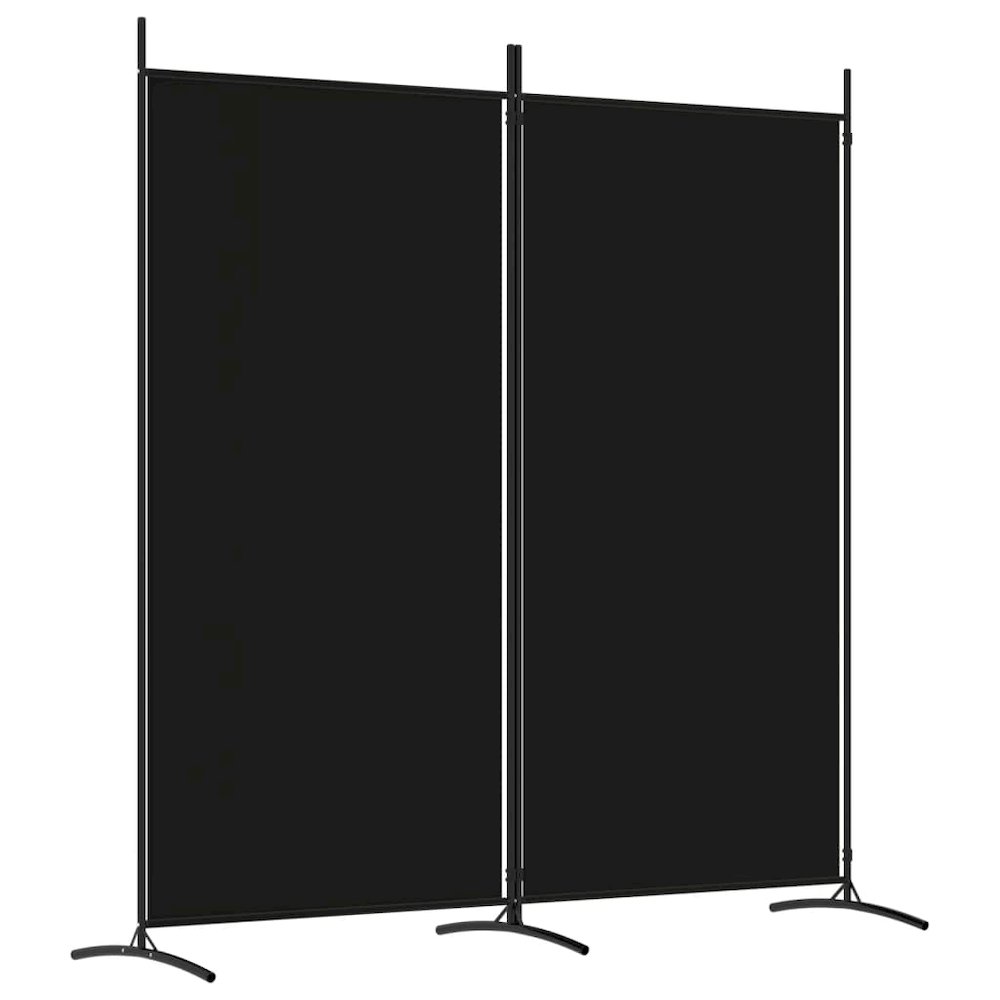 2-Panel Room Divider Black 68.9"x70.9" Fabric. Picture 2