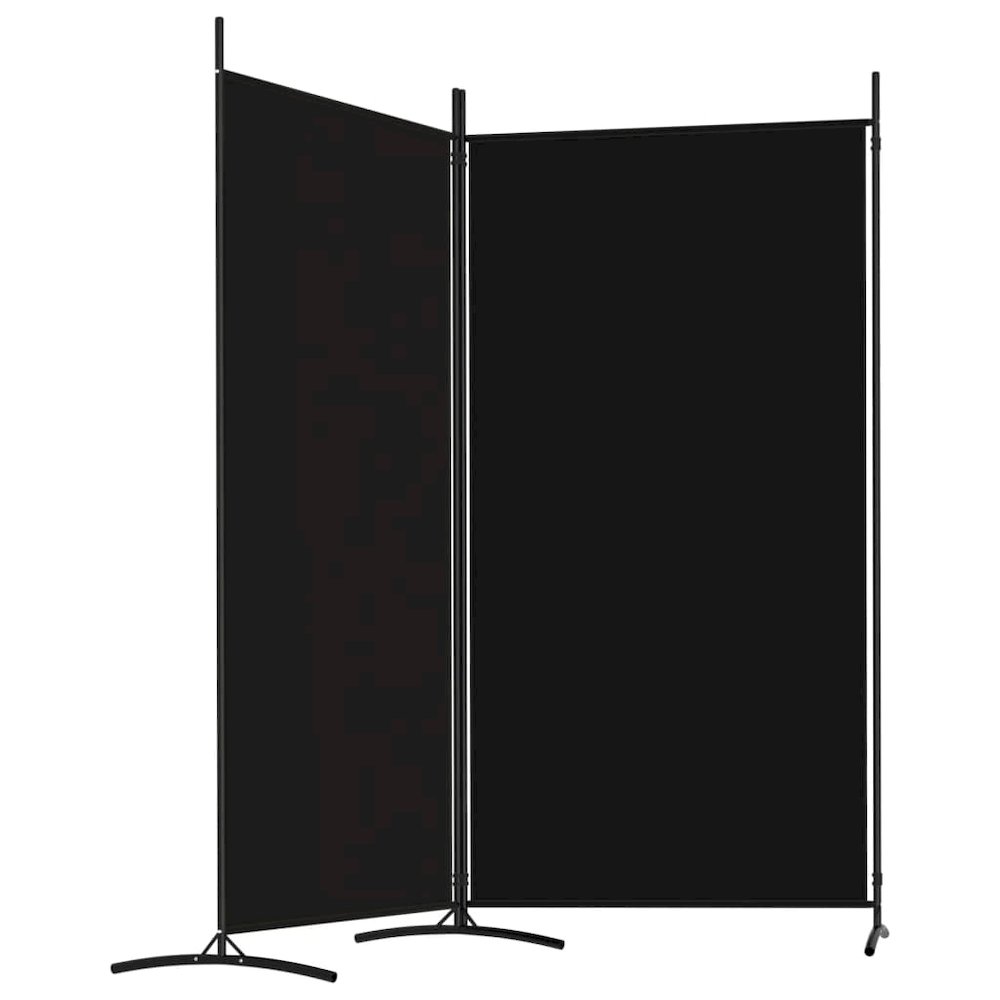 2-Panel Room Divider Black 68.9"x70.9" Fabric. Picture 4