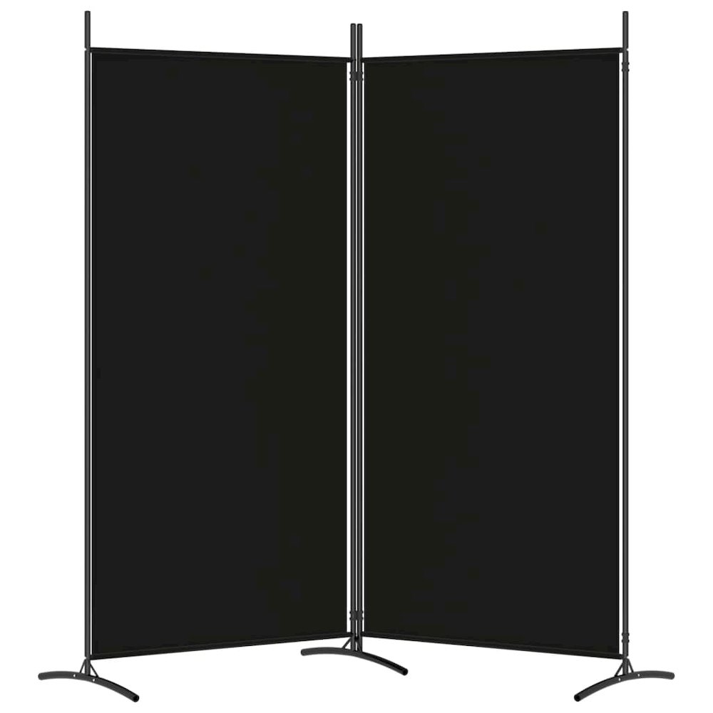 2-Panel Room Divider Black 68.9"x70.9" Fabric. Picture 5