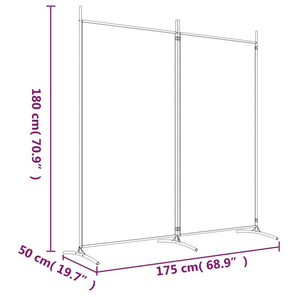 2-Panel Room Divider Black 68.9"x70.9" Fabric. Picture 8