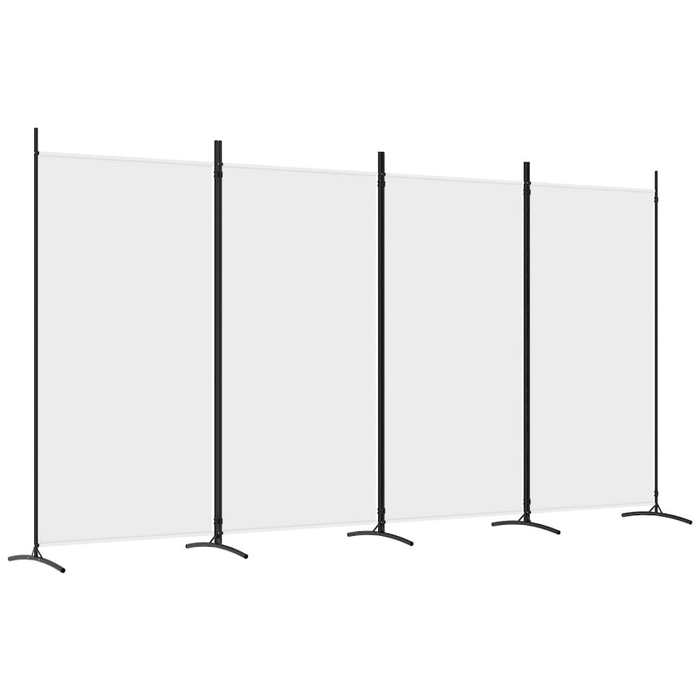 4-Panel Room Divider White 136.2"x70.9" Fabric. Picture 2
