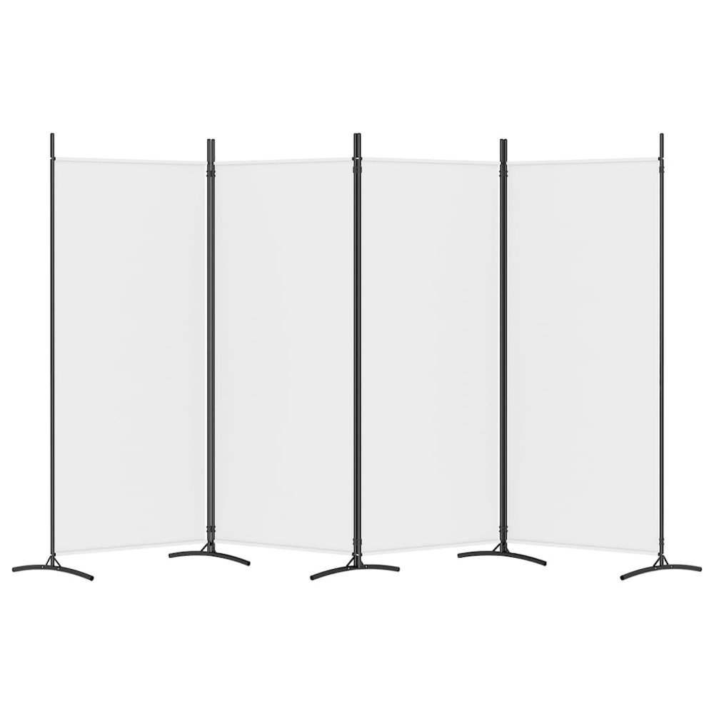 4-Panel Room Divider White 136.2"x70.9" Fabric. Picture 4
