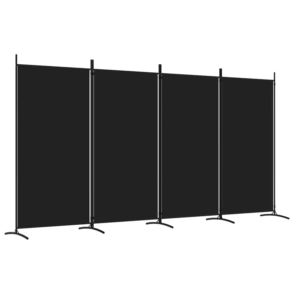 4-Panel Room Divider Black 136.2"x70.9" Fabric. Picture 2
