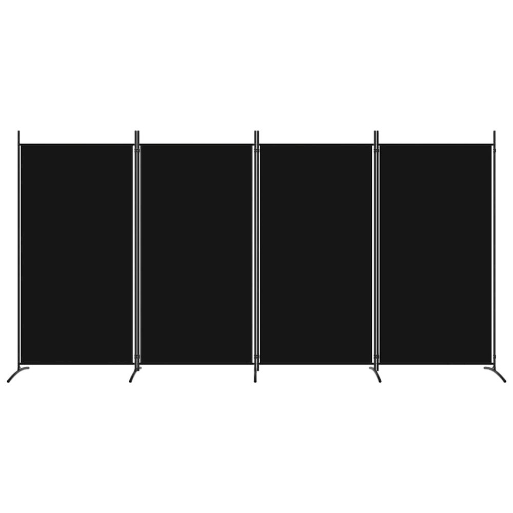4-Panel Room Divider Black 136.2"x70.9" Fabric. Picture 3