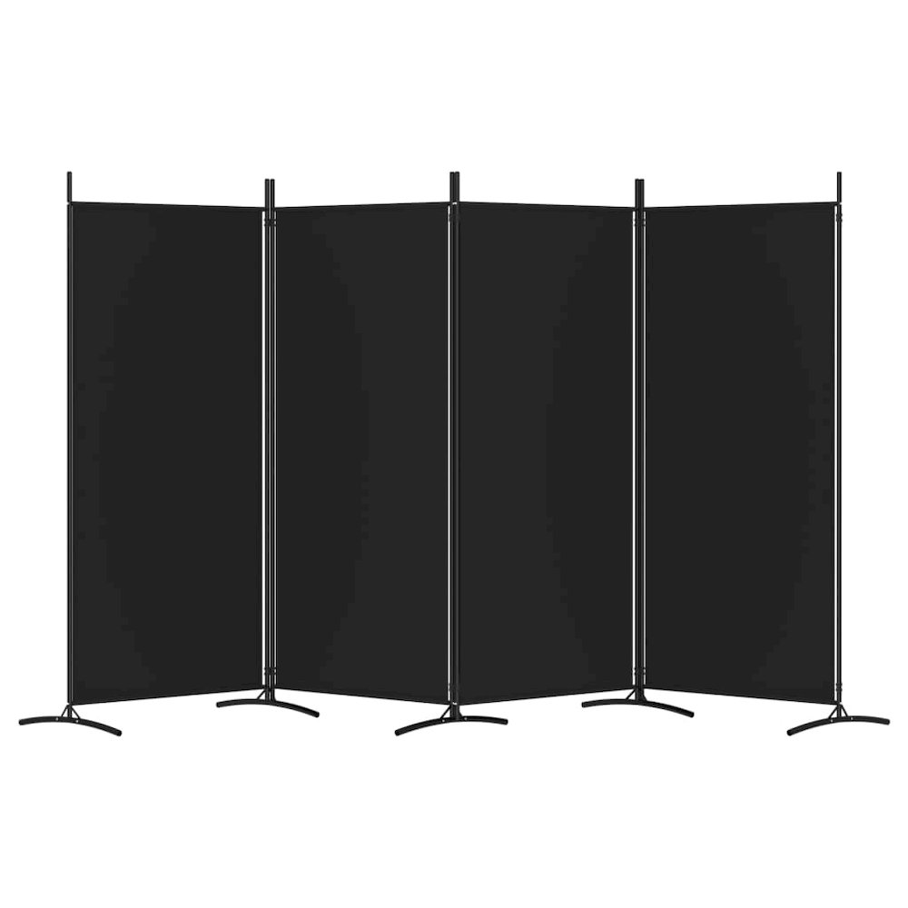4-Panel Room Divider Black 136.2"x70.9" Fabric. Picture 4