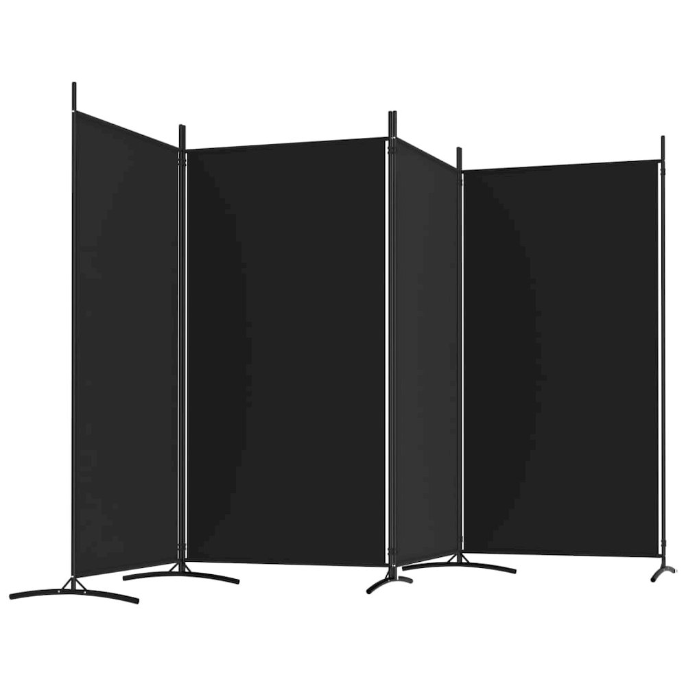 4-Panel Room Divider Black 136.2"x70.9" Fabric. Picture 5