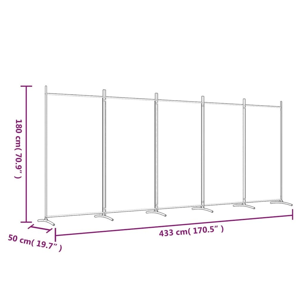 5-Panel Room Divider Anthracite 170.5"x70.9" Fabric. Picture 8