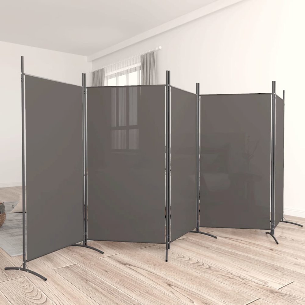 5-Panel Room Divider Anthracite 170.5"x70.9" Fabric. Picture 1