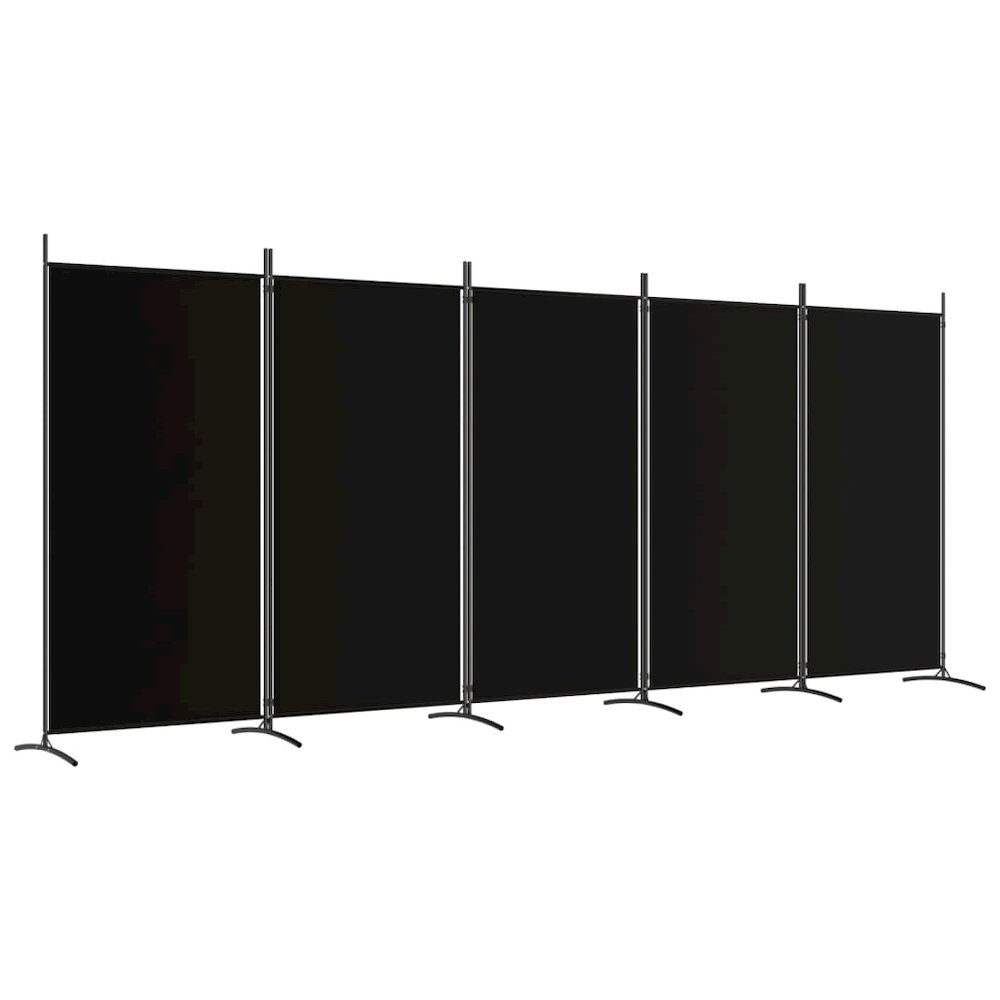 5-Panel Room Divider Black 170.5"x70.9" Fabric. Picture 2