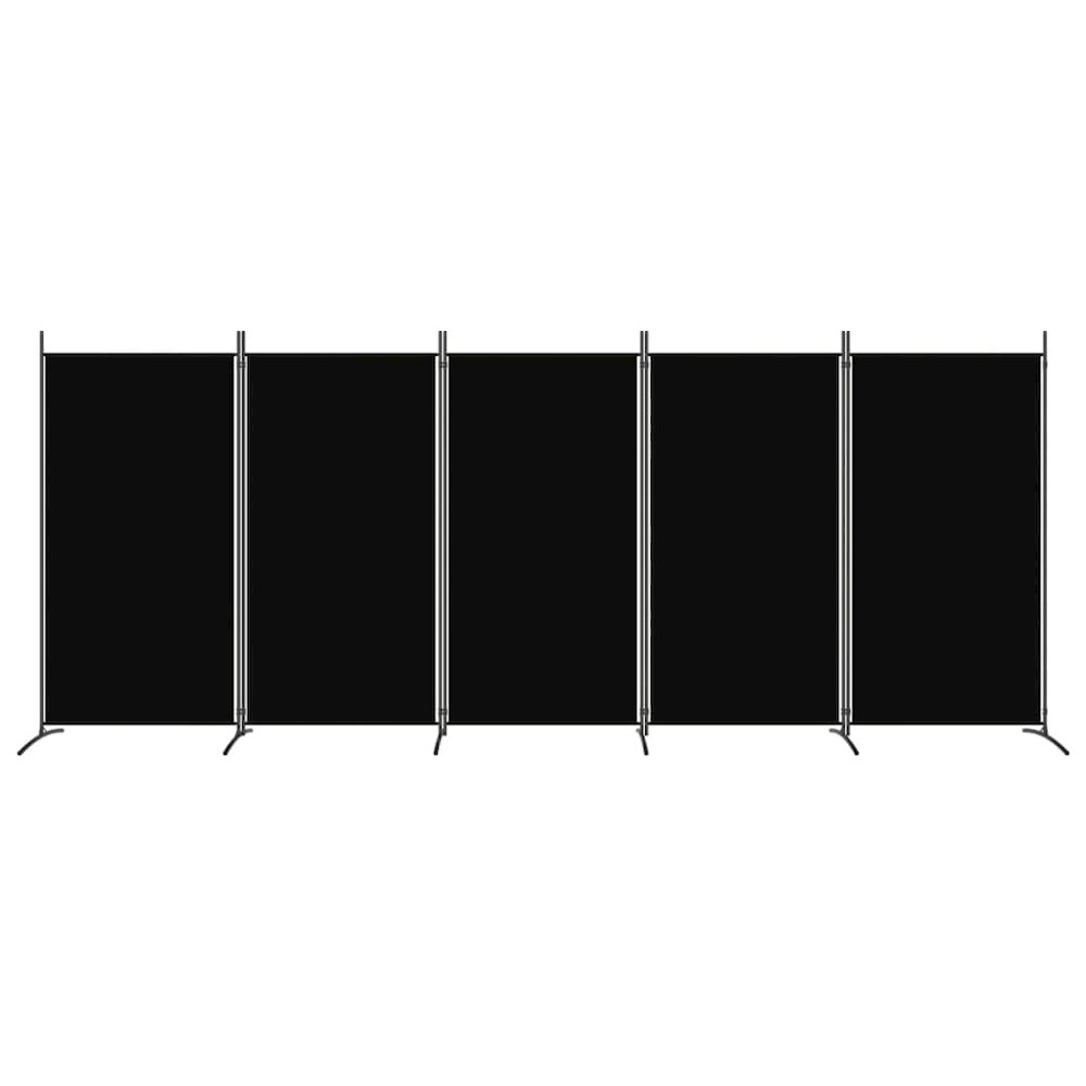 5-Panel Room Divider Black 170.5"x70.9" Fabric. Picture 3