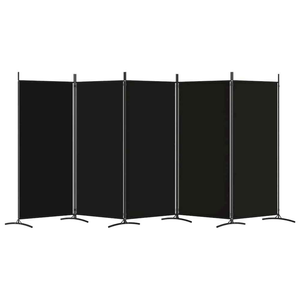 5-Panel Room Divider Black 170.5"x70.9" Fabric. Picture 4