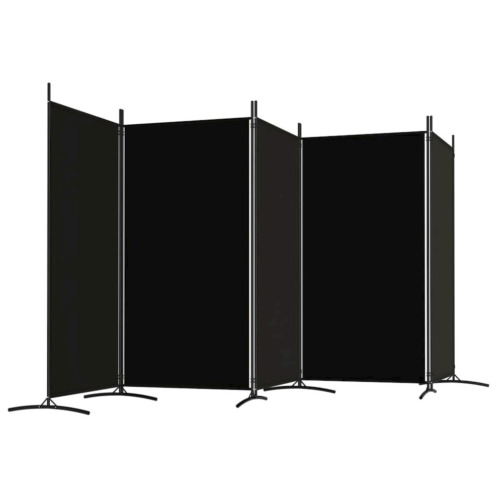 5-Panel Room Divider Black 170.5"x70.9" Fabric. Picture 5
