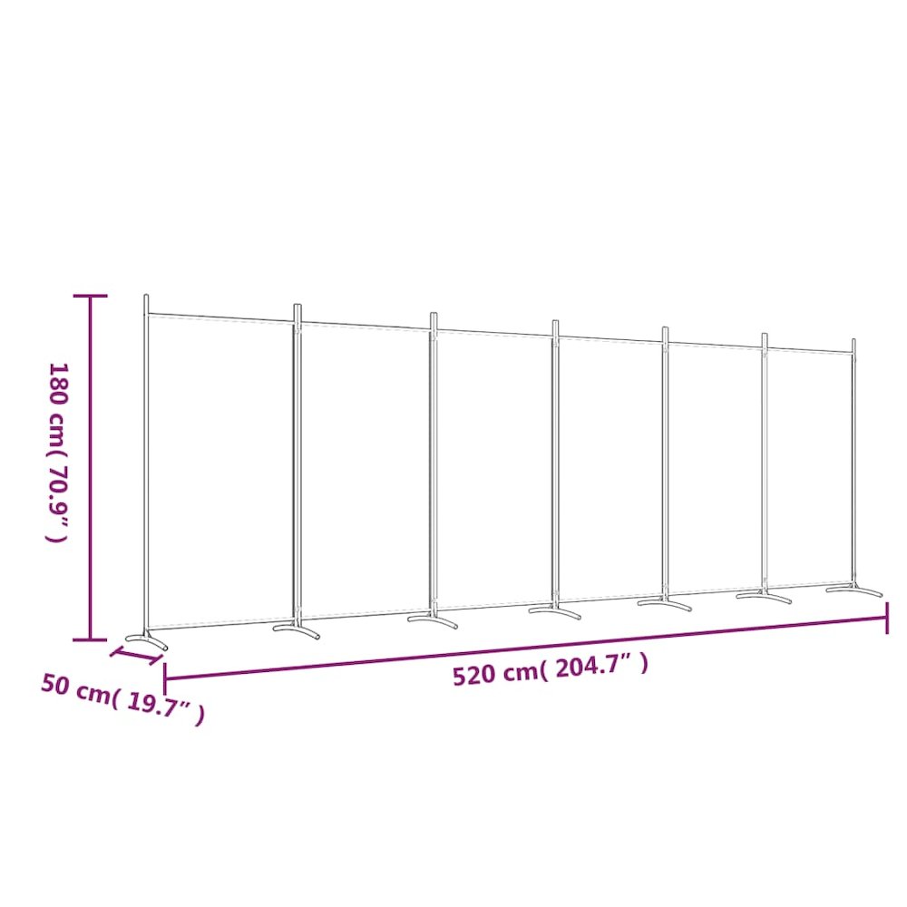 6-Panel Room Divider Anthracite 204.7"x70.9" Fabric. Picture 8