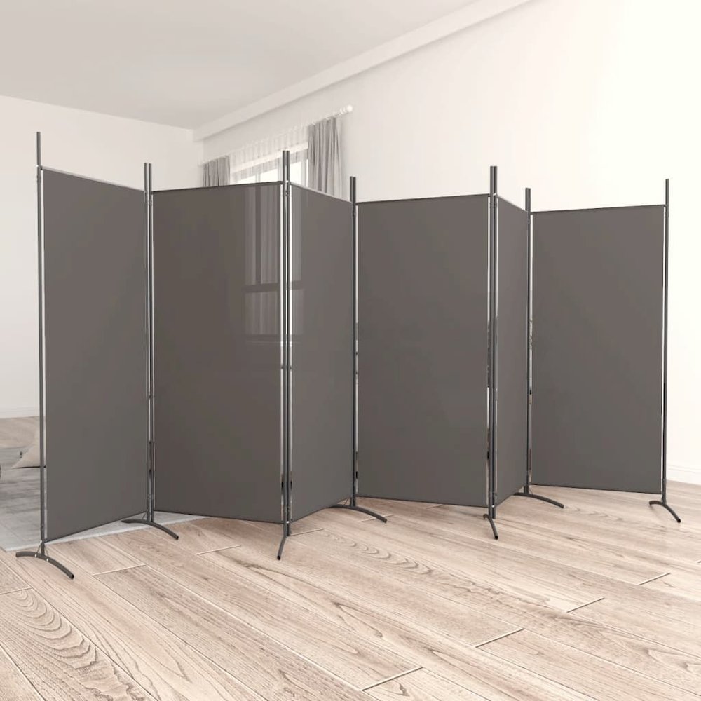 6-Panel Room Divider Anthracite 204.7"x70.9" Fabric. Picture 1