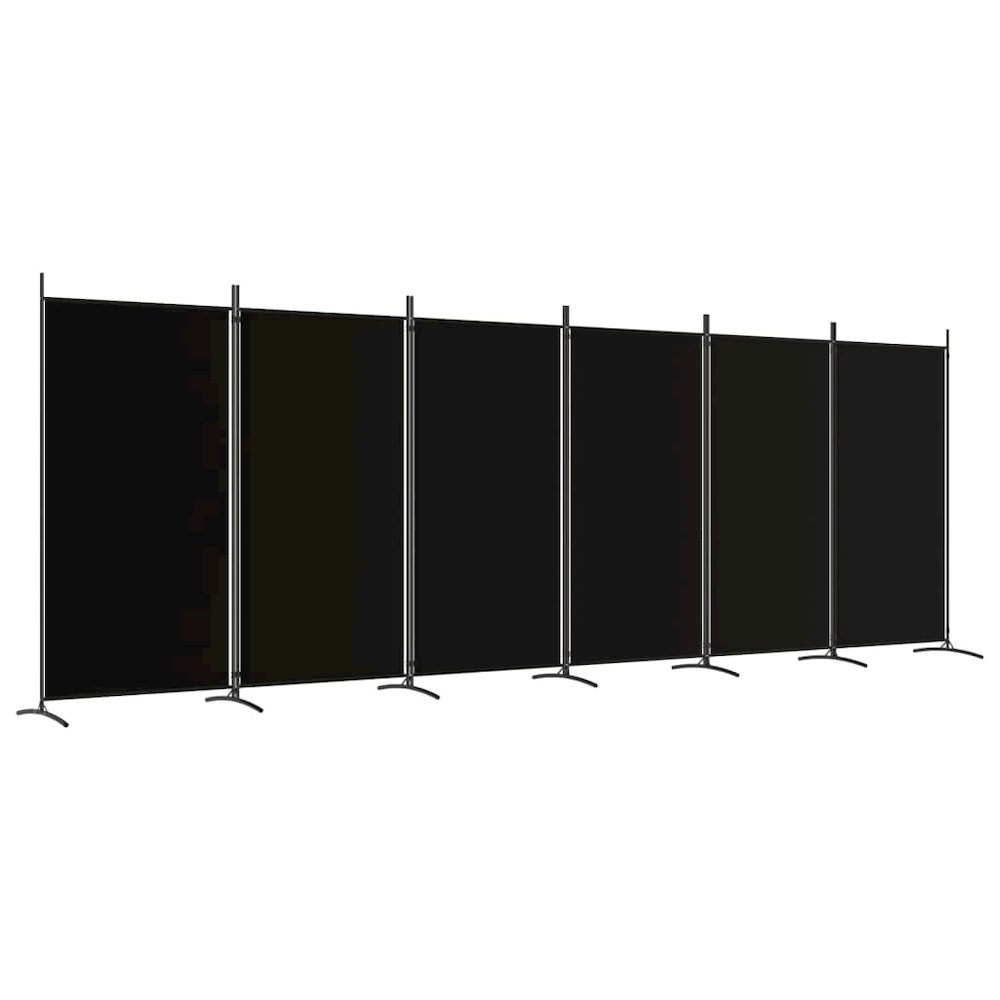 6-Panel Room Divider Black 204.7"x70.9" Fabric. Picture 2