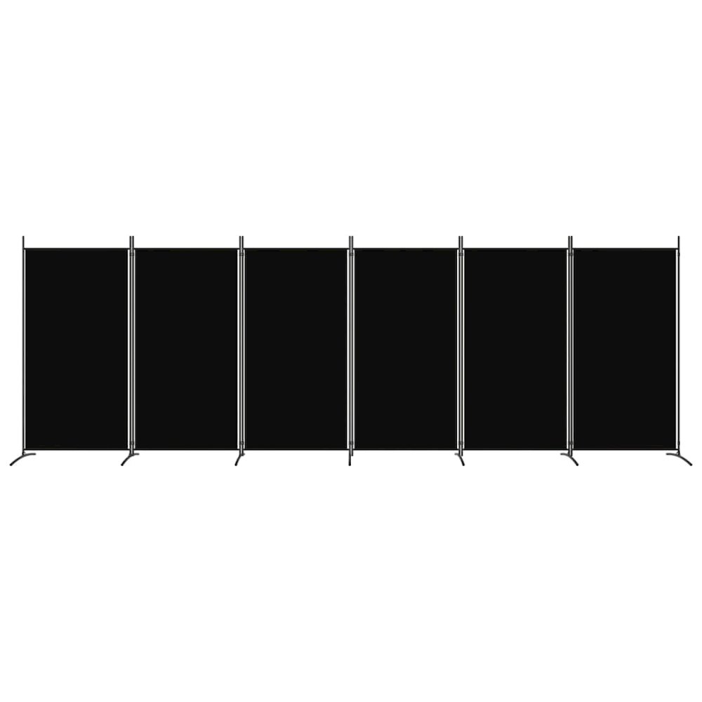 6-Panel Room Divider Black 204.7"x70.9" Fabric. Picture 3