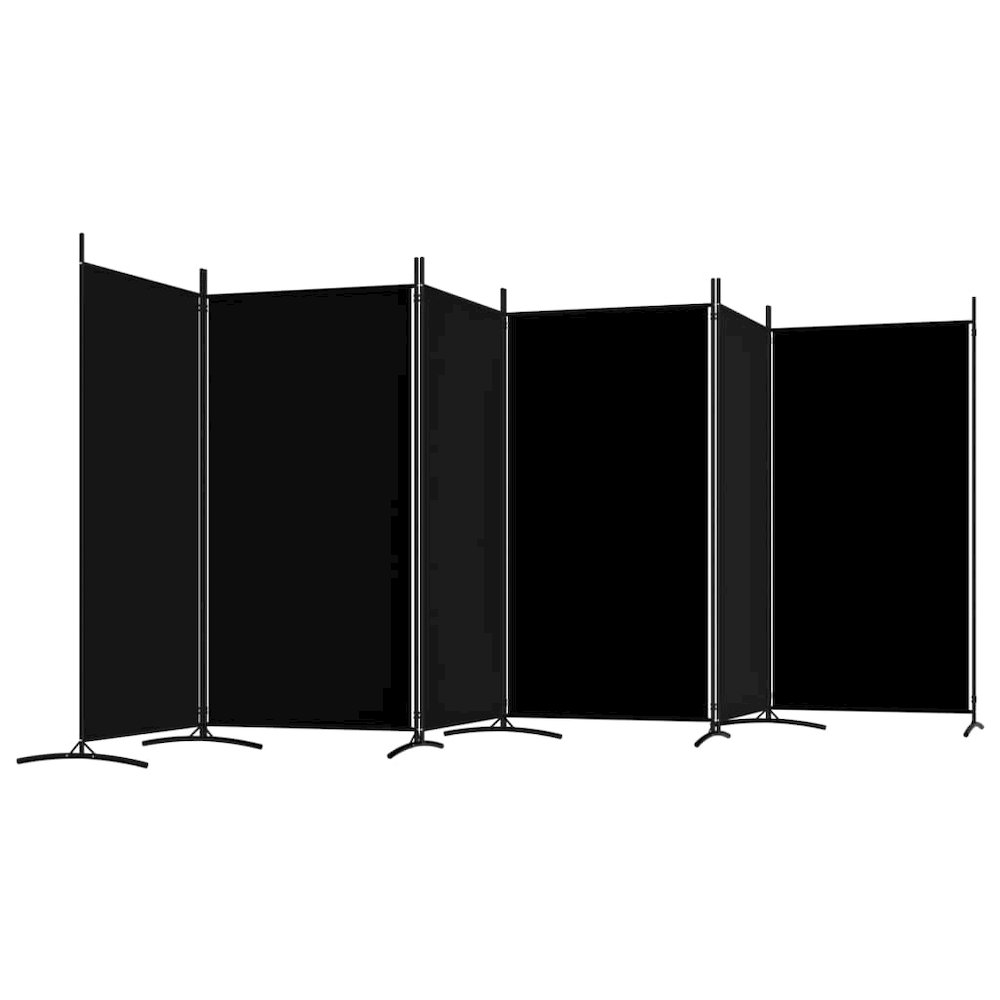 6-Panel Room Divider Black 204.7"x70.9" Fabric. Picture 5