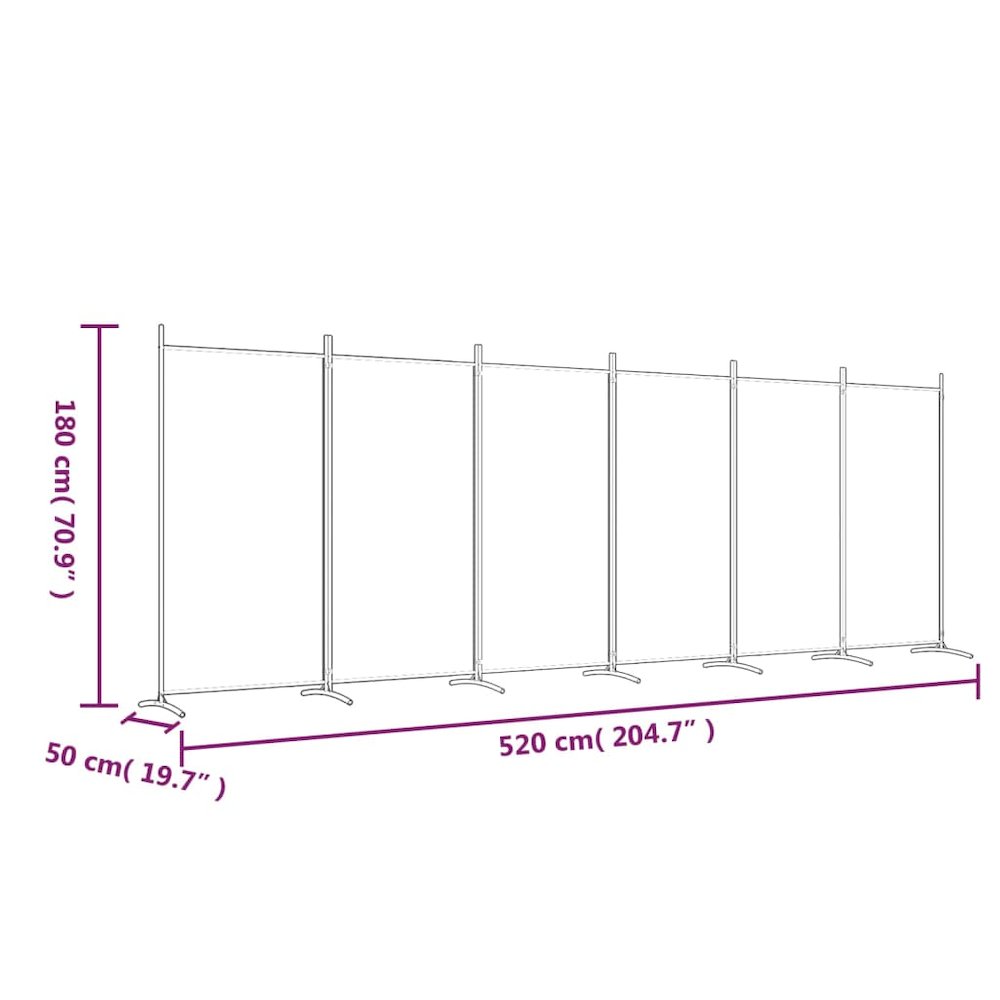 6-Panel Room Divider Black 204.7"x70.9" Fabric. Picture 8
