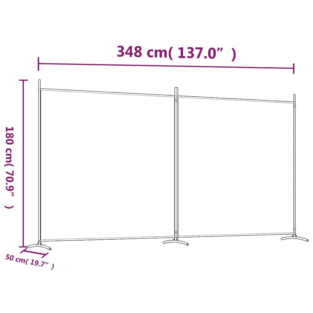 2-Panel Room Divider White 137"x70.9" Fabric. Picture 8