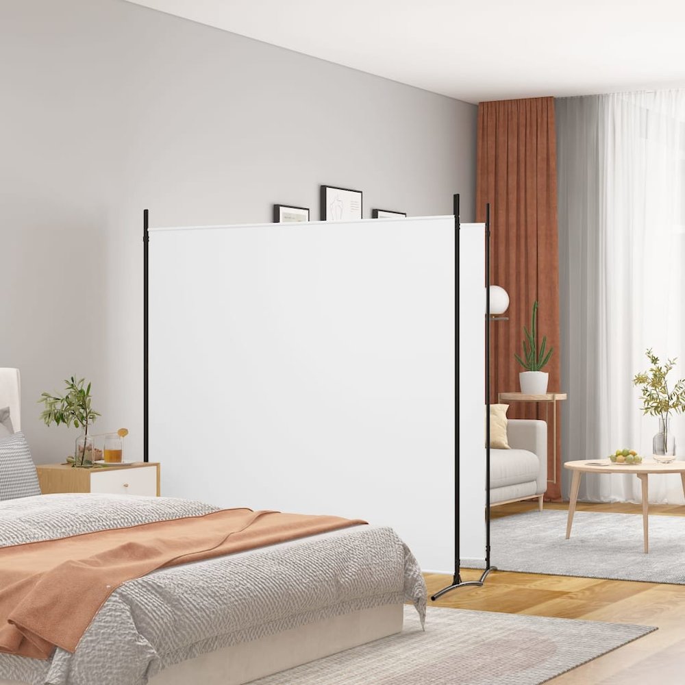 2-Panel Room Divider White 137"x70.9" Fabric. Picture 1