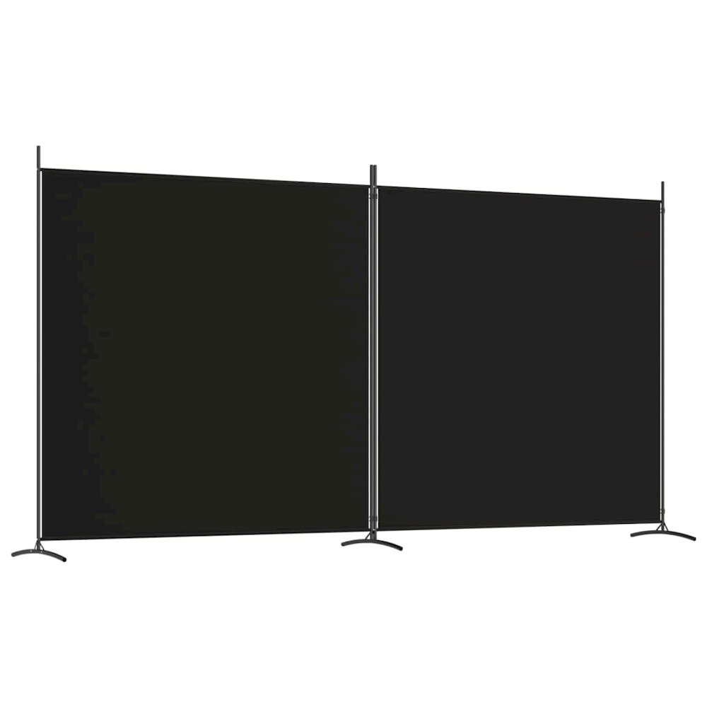 2-Panel Room Divider Black 137"x70.9" Fabric. Picture 2