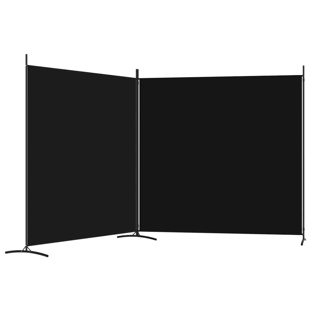 2-Panel Room Divider Black 137"x70.9" Fabric. Picture 5