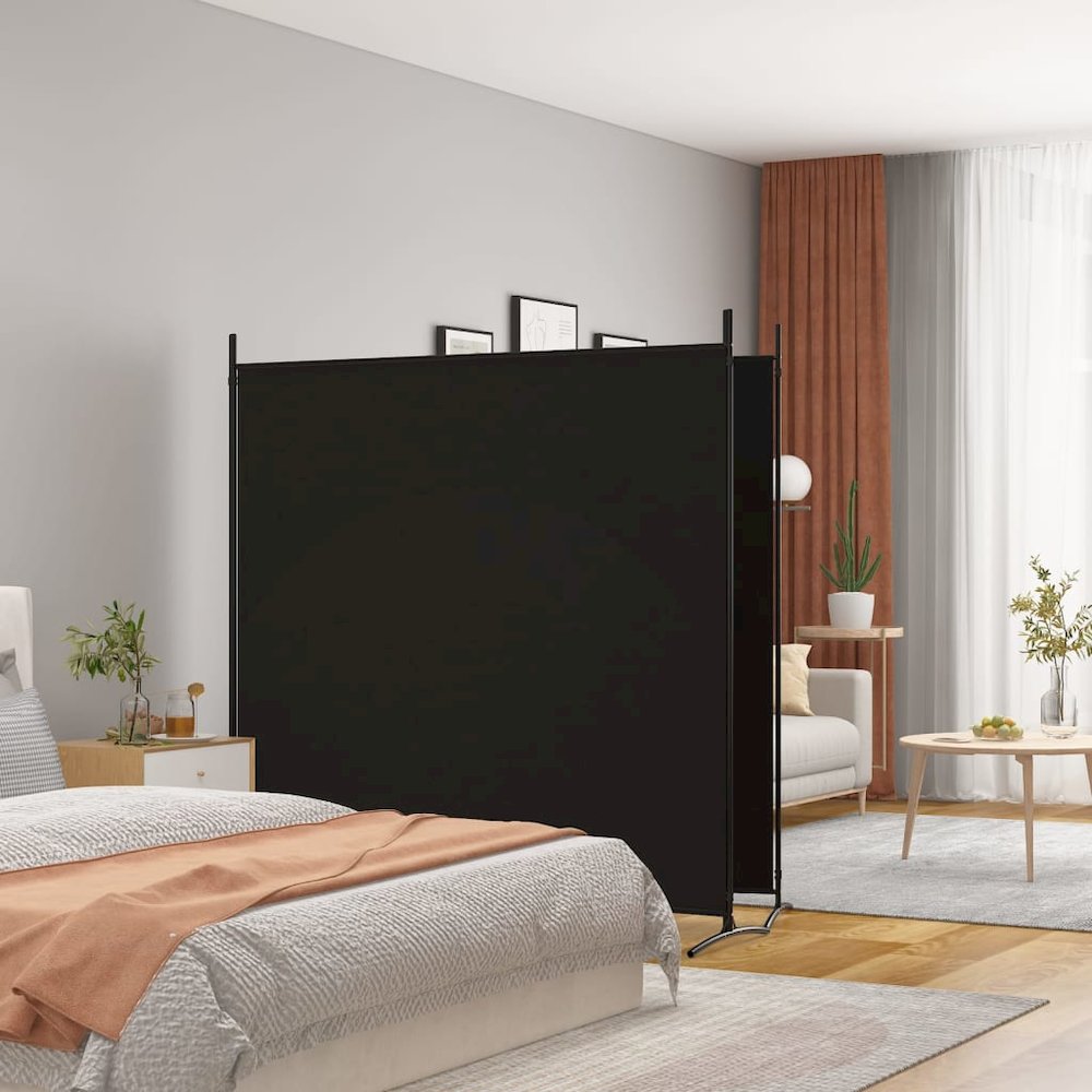 2-Panel Room Divider Black 137"x70.9" Fabric. Picture 1