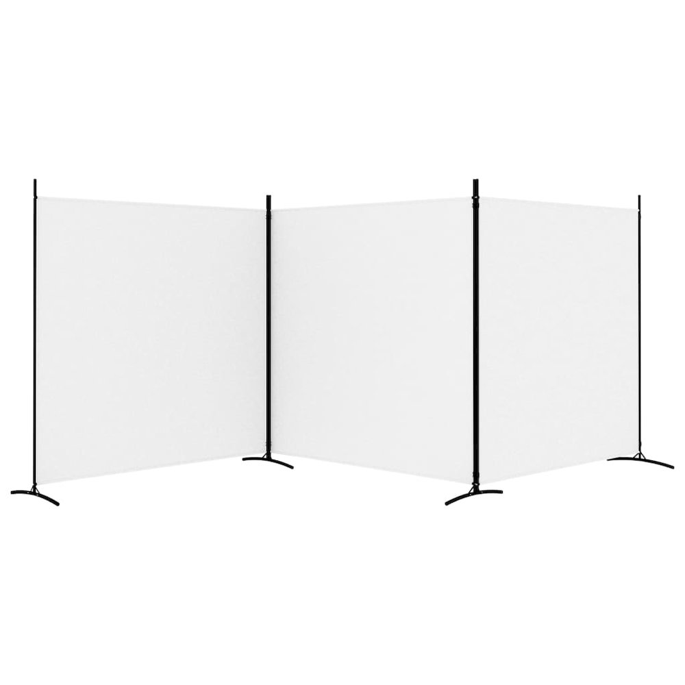 3-Panel Room Divider White 206.7"x70.9" Fabric. Picture 4