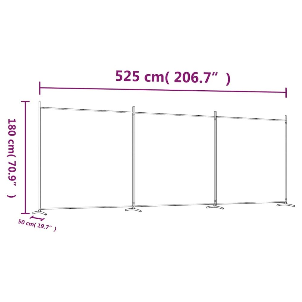 3-Panel Room Divider White 206.7"x70.9" Fabric. Picture 8