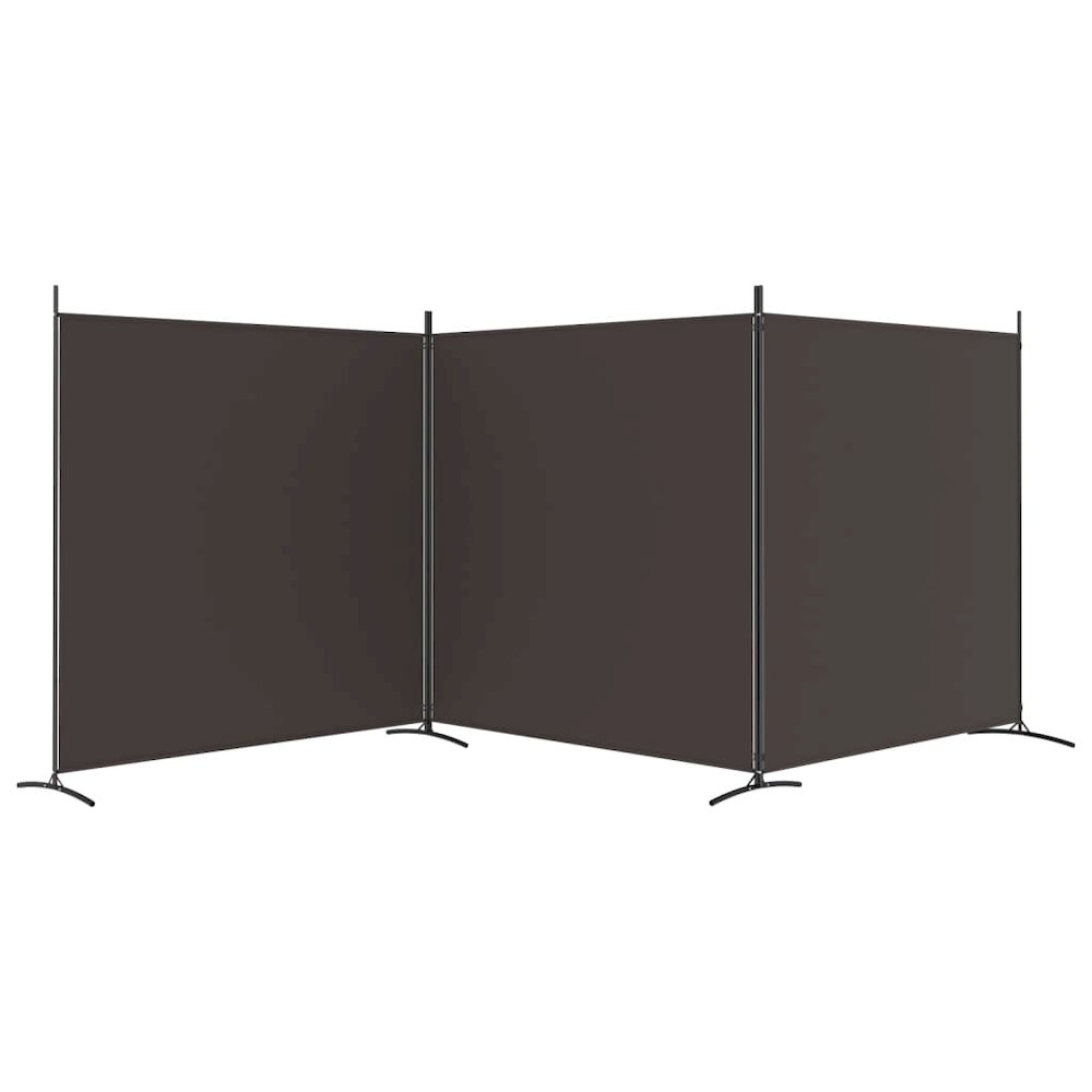3-Panel Room Divider Brown 206.7"x70.9" Fabric. Picture 4