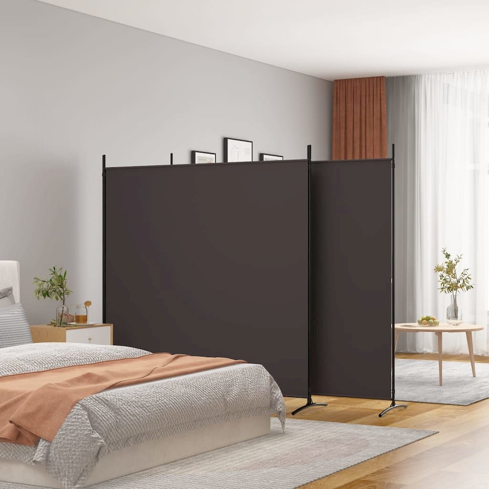 3-Panel Room Divider Brown 206.7"x70.9" Fabric. Picture 1