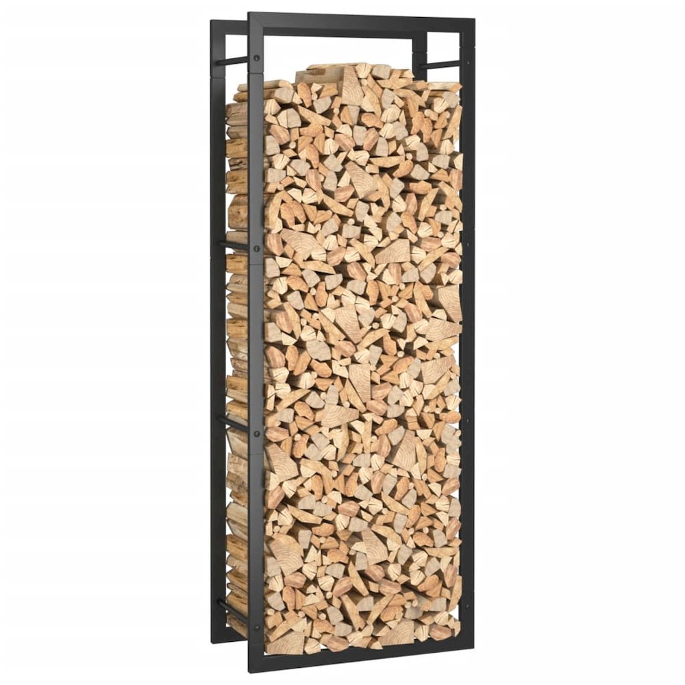 Firewood Rack Matt Black 19.7"x11"x52" Steel. Picture 5