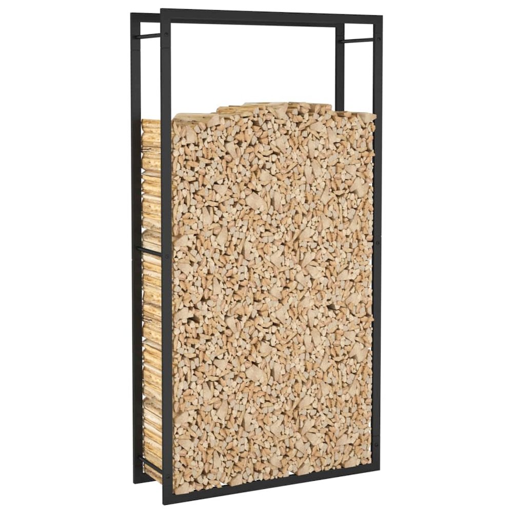 Firewood Rack Matt Black 31.5"x11"x60.6" Steel. Picture 5